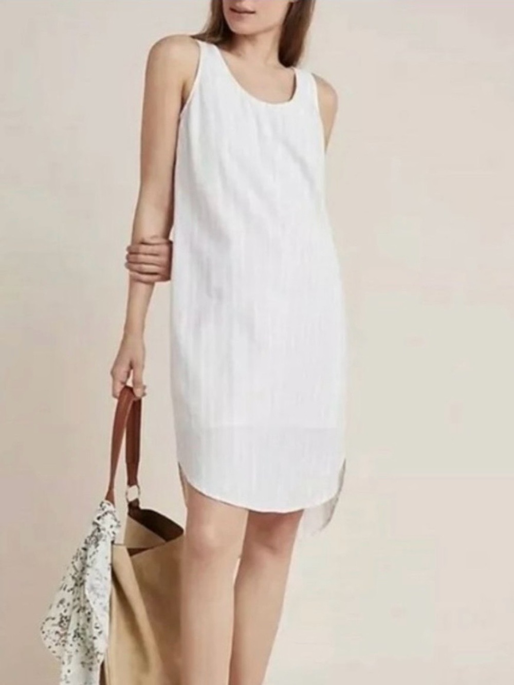 Anthropologie Cloth & Stone Cream Striped Sleeveless Dress - Picture 2 of 14